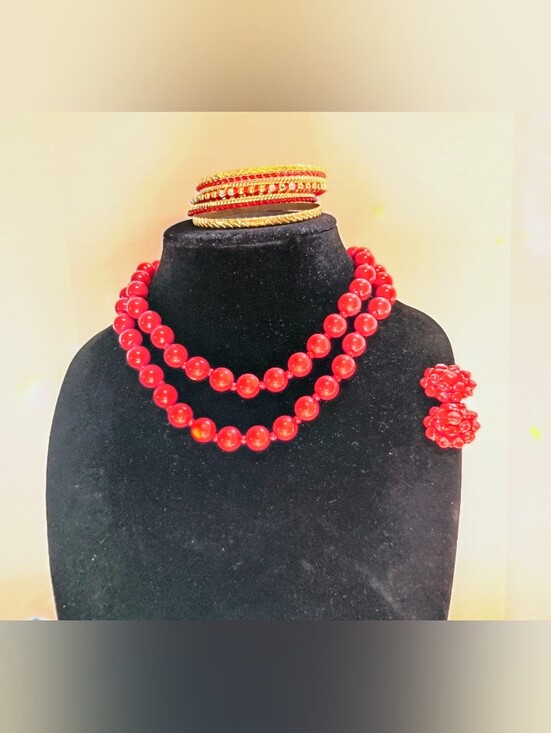 Jewelry - RED Necklace Clip On Earrings and Bangles
